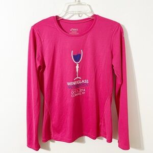 Asics Corning WINEGLASS 2014 Half Marathon Long Sleeves Crewneck Shirt Pink
